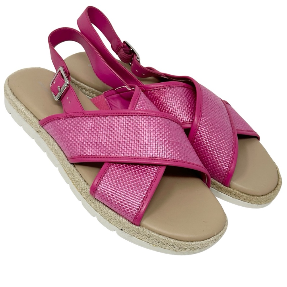 NEW Easy Spirit Pink Canvas Strappy Flat Sandal Womens Size 9.5